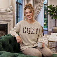 Cozy Applique Melange Poncho Fleece