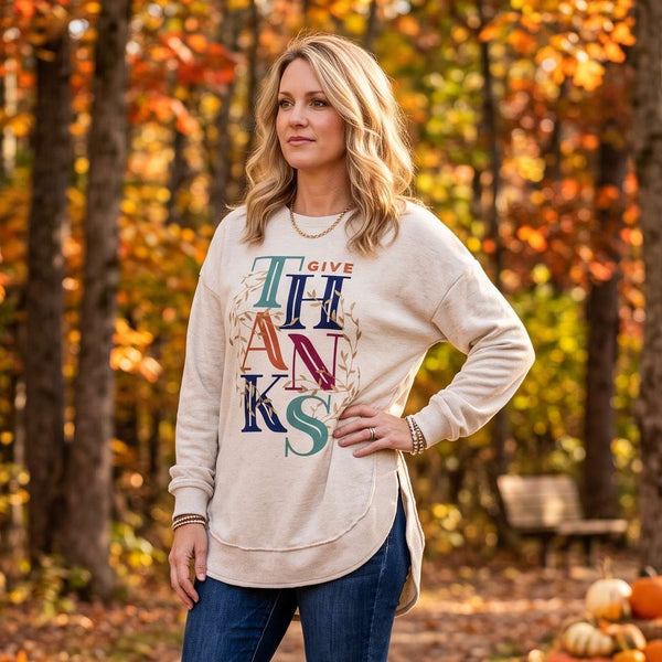 Give Thanks Melange Poncho Fleece
