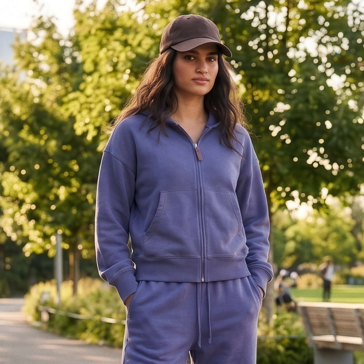 Golden Oak French Terry Full Zip Hooded Fleece