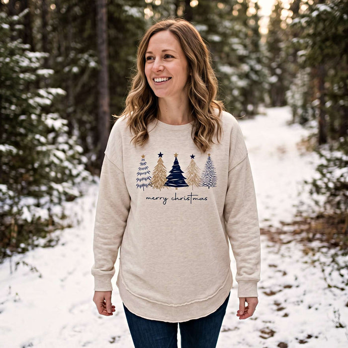 Sketchy Trees Melange Poncho Fleece