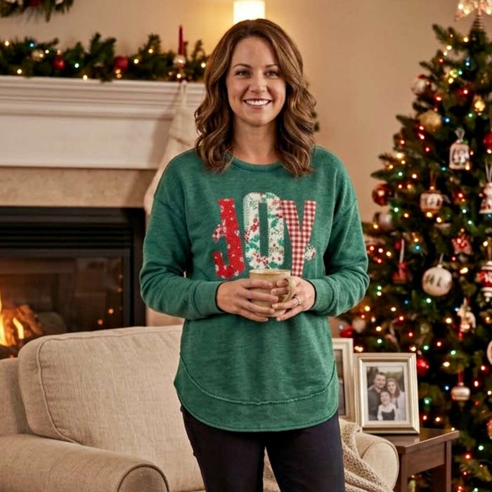 Christmas Joy Melange Poncho Fleece