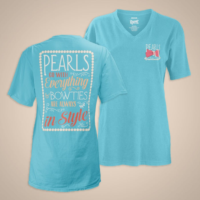 Pearls & Bow Ties Vee Neck Tee