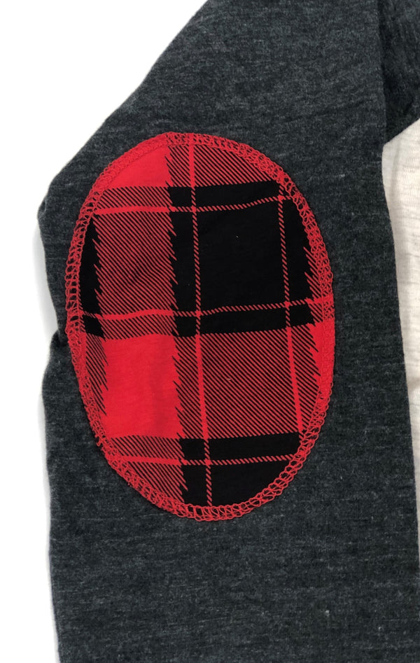 Rudy Plaid Raglan Tee with Applique